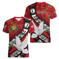 Personalised Tonga ANZAC 1915-2026 Filmstrip Women V-Neck T-Shirt Lest We Forget 25 April