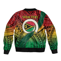 Personalised Vanuatu Yumi 44th Indipendens Dei Bomber Jacket Vanuatuan Broad Tusk with Polynesian Tribal