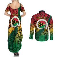 Personalised Vanuatu Yumi 44th Indipendens Dei Couples Matching Summer Maxi Dress and Long Sleeve Button Shirt Vanuatuan Broad Tusk with Polynesian Tribal LT9 - Polynesian Pride