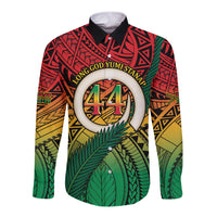 Personalised Vanuatu Yumi 44th Indipendens Dei Long Sleeve Button Shirt Vanuatuan Broad Tusk with Polynesian Tribal LT9 Unisex Reggae - Polynesian Pride