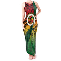 Personalised Vanuatu Yumi 44th Indipendens Dei Tank Maxi Dress Vanuatuan Broad Tusk with Polynesian Tribal LT9 Women Reggae - Polynesian Pride