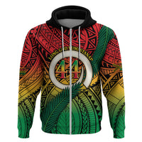 Personalised Vanuatu Yumi 44th Indipendens Dei Zip Hoodie Vanuatuan Broad Tusk with Polynesian Tribal
