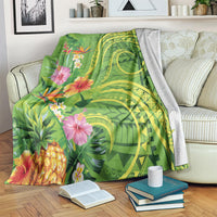 Polynesian Tribal Flower Tattoo Blanket Special Lime Green Vibe