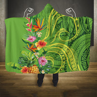 Polynesian Tribal Flower Tattoo Hooded Blanket Special Lime Green Vibe LT9 One Size Lime Green - Polynesian Pride