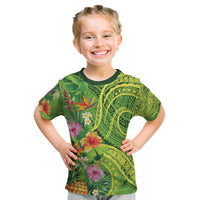 Polynesian Tribal Flower Tattoo Kid T Shirt Special Lime Green Vibe