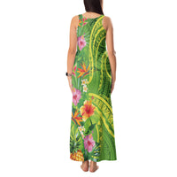 Polynesian Tribal Flower Tattoo Tank Maxi Dress Special Lime Green Vibe LT9 - Polynesian Pride