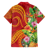 Polynesian Tribal Flower Tattoo Family Matching Tank Maxi Dress and Hawaiian Shirt Special Vermilion Vibe LT9 - Polynesian Pride