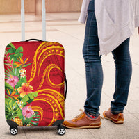 Polynesian Tribal Flower Tattoo Luggage Cover Special Vermilion Vibe LT9 Brownish-red - Polynesian Pride