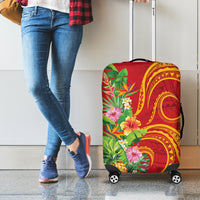 Polynesian Tribal Flower Tattoo Luggage Cover Special Vermilion Vibe LT9 - Polynesian Pride