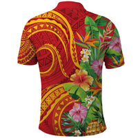 Polynesian Tribal Flower Tattoo Polo Shirt Special Vermilion Vibe LT9 - Polynesian Pride