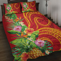 Polynesian Tribal Flower Tattoo Quilt Bed Set Special Vermilion Vibe