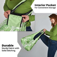 Polynesian Hibiscus Flower Tribal Grocery Bag Lime Green Color