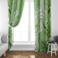 Polynesian Hibiscus Flower Tribal Window Curtain Lime Green Color LT9 - Polynesian Pride