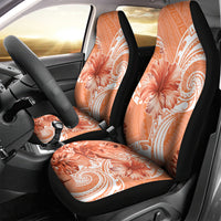 Polynesian Hibiscus Flower Tribal Car Seat Cover Peach Color