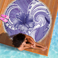 Polynesian Hibiscus Flower Tribal Beach Blanket Violet Color