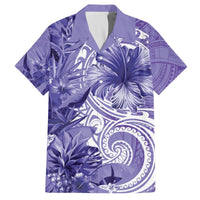 Polynesian Hibiscus Flower Tribal Hawaiian Shirt Violet Color LT9 Violet - Polynesian Pride