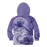 Polynesian Hibiscus Flower Tribal Kid Hoodie Violet Color LT9 - Polynesian Pride