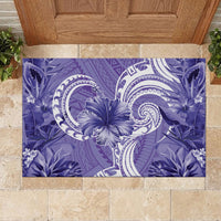 Polynesian Hibiscus Flower Tribal Rubber Doormat Violet Color LT9 - Polynesian Pride