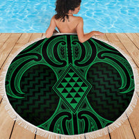 Kakariki Maori Ta Moko Poutama Art Beach Blanket