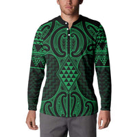 Kakariki Maori Ta Moko Poutama Art Button Sweatshirt