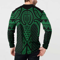 Kakariki Maori Ta Moko Poutama Art Button Sweatshirt