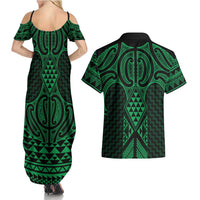 Kakariki Maori Ta Moko Poutama Art Couples Matching Summer Maxi Dress and Hawaiian Shirt