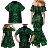 Kakariki Maori Ta Moko Poutama Art Family Matching Mermaid Dress and Hawaiian Shirt