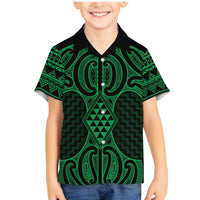 Kakariki Maori Ta Moko Poutama Art Family Matching Mermaid Dress and Hawaiian Shirt