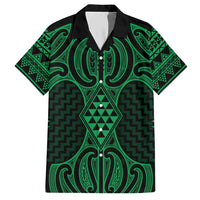 Kakariki Maori Ta Moko Poutama Art Family Matching Short Sleeve Bodycon Dress and Hawaiian Shirt