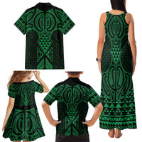 Kakariki Maori Ta Moko Poutama Art Family Matching Tank Maxi Dress and Hawaiian Shirt