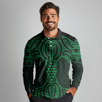 Kakariki Maori Ta Moko Poutama Art Long Sleeve Polo Shirt