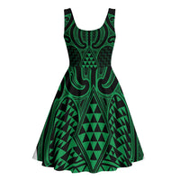 Kakariki Maori Ta Moko Poutama Art Midi Dress - Polynesian Pride