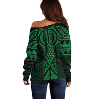 Kakariki Maori Ta Moko Poutama Art Off Shoulder Sweater