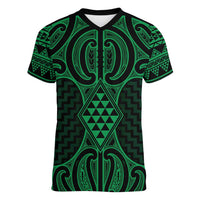 Kakariki Maori Ta Moko Poutama Art Women V-Neck T-Shirt
