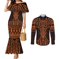 Karaka Maori Ta Moko Poutama Art Couples Matching Mermaid Dress and Long Sleeve Button Shirt