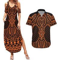 Karaka Maori Ta Moko Poutama Art Couples Matching Summer Maxi Dress and Hawaiian Shirt