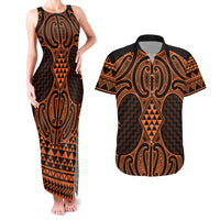 Karaka Maori Ta Moko Poutama Art Couples Matching Tank Maxi Dress and Hawaiian Shirt
