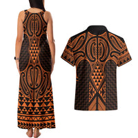 Karaka Maori Ta Moko Poutama Art Couples Matching Tank Maxi Dress and Hawaiian Shirt