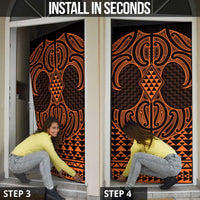 Karaka Maori Ta Moko Poutama Art Door Cover - Polynesian Pride