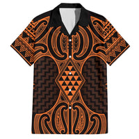 Karaka Maori Ta Moko Poutama Art Family Matching Short Sleeve Bodycon Dress and Hawaiian Shirt