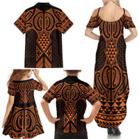 Karaka Maori Ta Moko Poutama Art Family Matching Summer Maxi Dress and Hawaiian Shirt