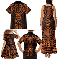 Karaka Maori Ta Moko Poutama Art Family Matching Tank Maxi Dress and Hawaiian Shirt