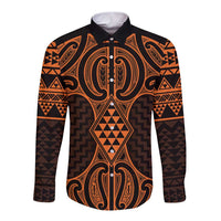 Karaka Maori Ta Moko Poutama Art Long Sleeve Button Shirt