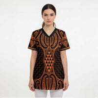 Karaka Maori Ta Moko Poutama Art Scrub Top - Polynesian Pride