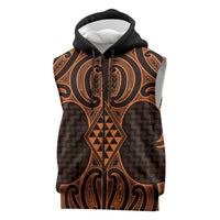 Karaka Maori Ta Moko Poutama Art Sleeveless Zip Hoodie LT9 Gold - Polynesian Pride