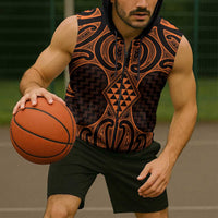 Karaka Maori Ta Moko Poutama Art Sleeveless Zip Hoodie LT9 - Polynesian Pride