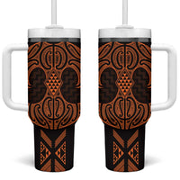 Karaka Maori Ta Moko Poutama Art Tumbler With Handle