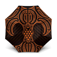 Karaka Maori Ta Moko Poutama Art Umbrella LT9 One Size Folded 11.42 inch Opened Diameter 37.4 inch Gold - Polynesian Pride