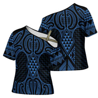 Kikorangi Maori Ta Moko Poutama Art Cross Shoulder Shirt - Polynesian Pride