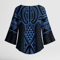 Kikorangi Maori Ta Moko Poutama Art Kimono Sleeve Blouse - Polynesian Pride